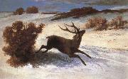 The deer running in the snow Gustave Courbet